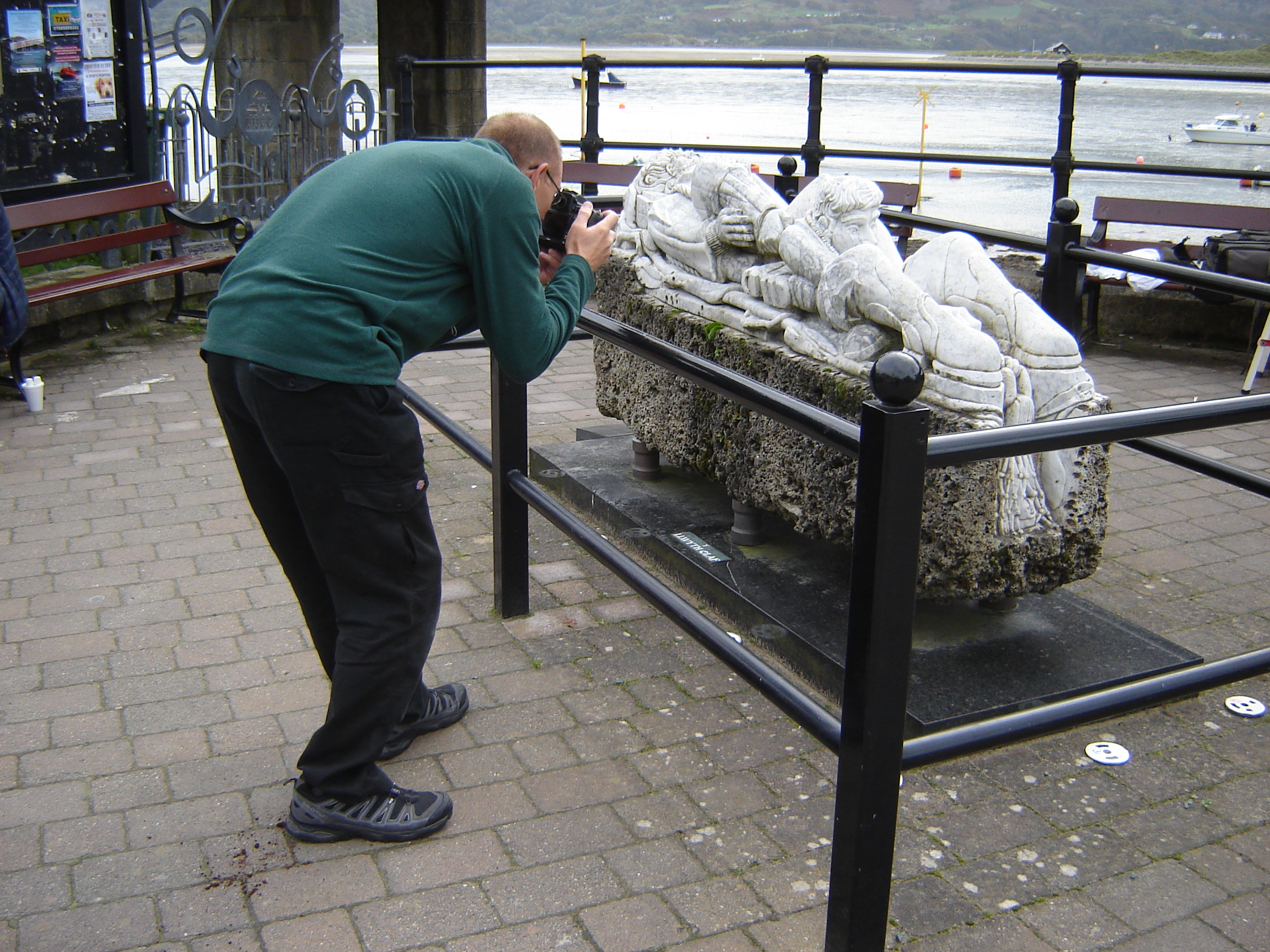 Photographing the carved marble block